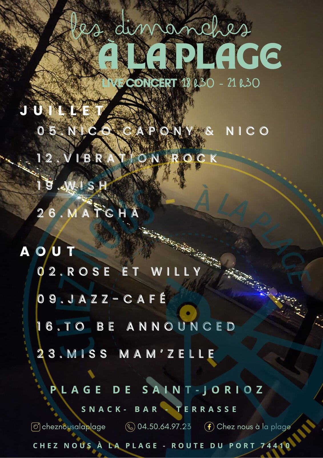 Concerts et événements les dimanches à la plage - Chez Nous à la Plage