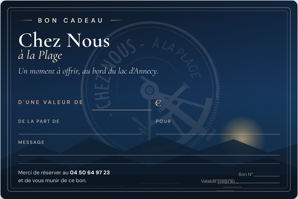Aperçu du bon cadeau Chez Nous à la Plage